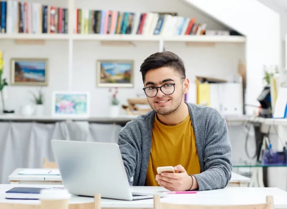 Boy using laptop
